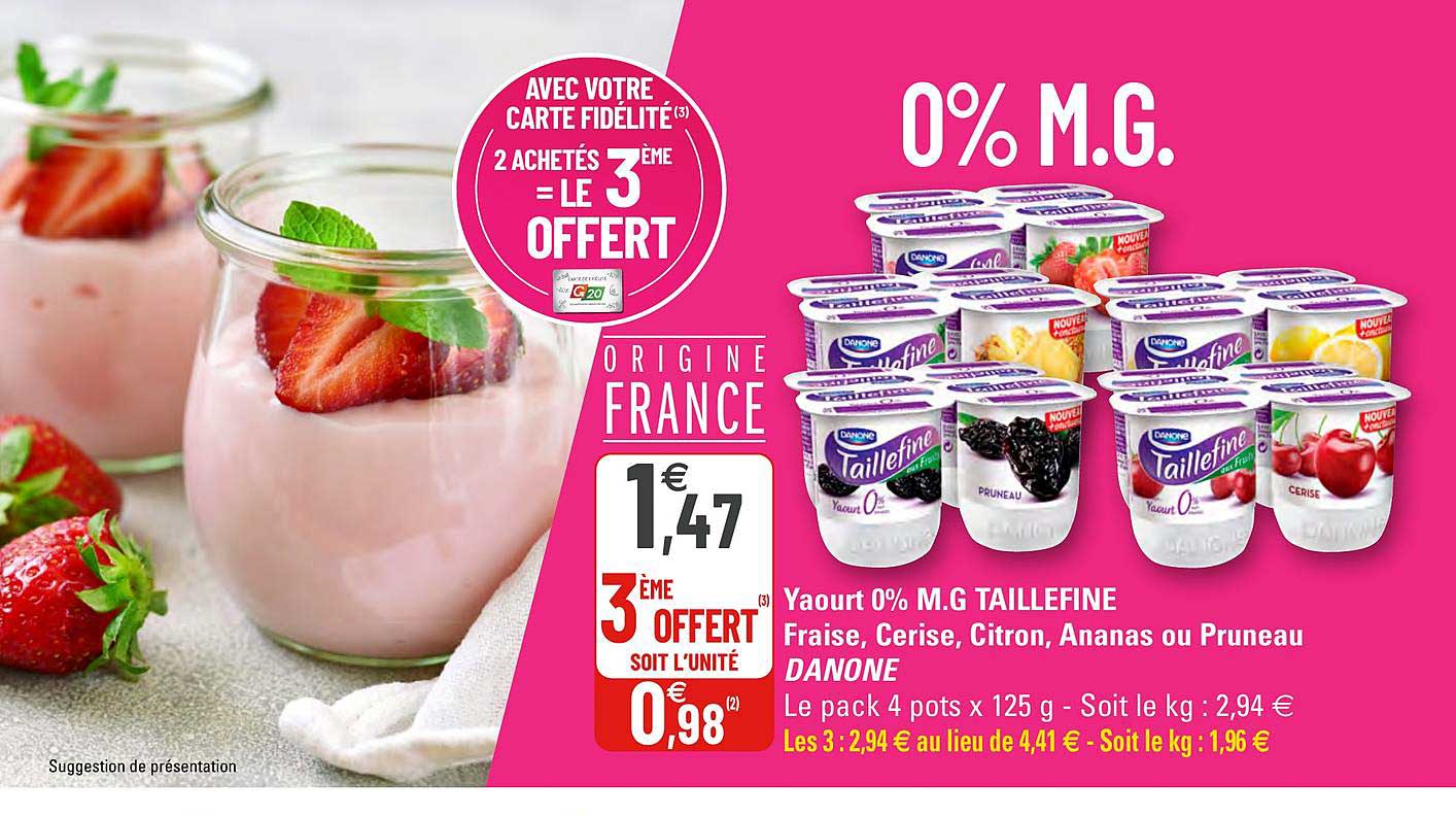yaourt 0% m.g. taillefine danone