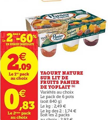 Yaourt Nature Sur Lit De Fruits Panier De Yoplait