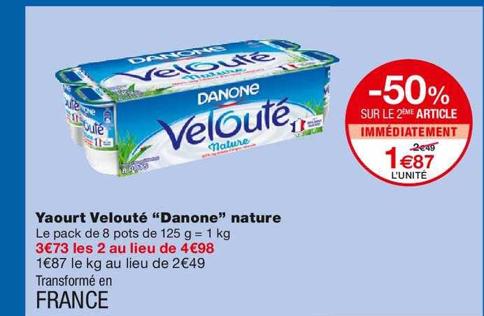 Yaourt Velouté "danone" Nature