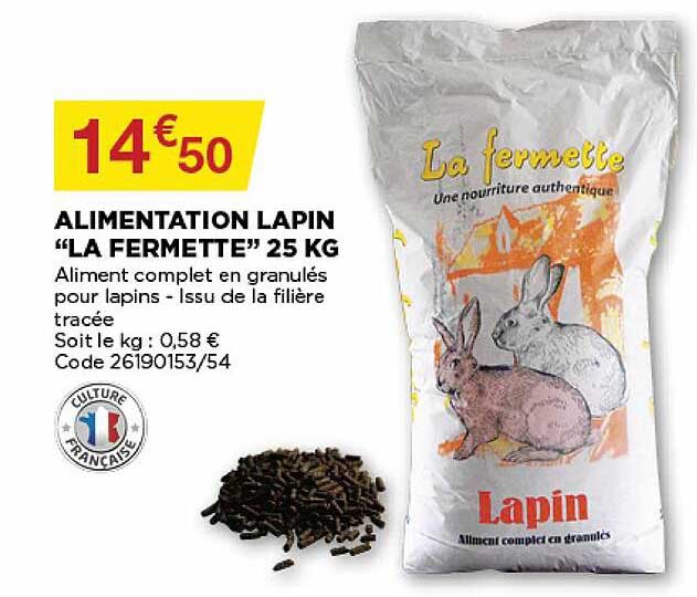 Alimentation Lapin "la Fermette" 25 Kg