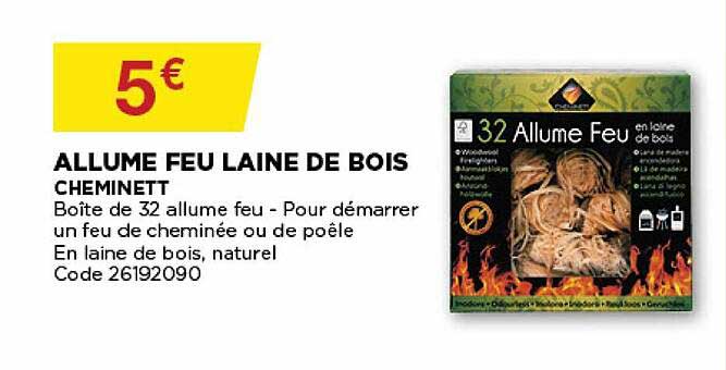 allume feu laine de bois cheminett