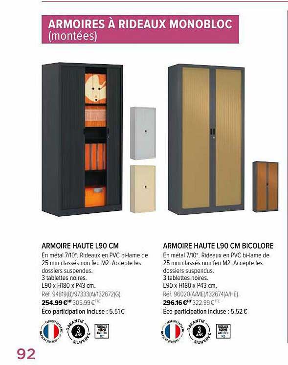 armoire haute l 90 cm, armoire haute l90 cm bicolore