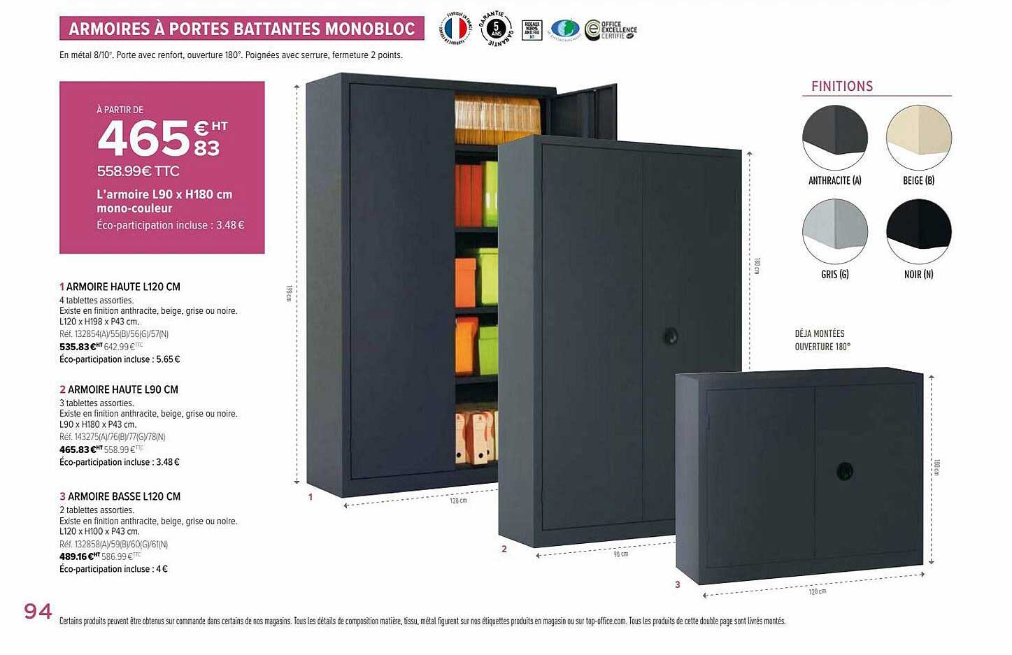 armoire haute l120 cm, armoire haute l90 cm, armoire basse l 120 cm