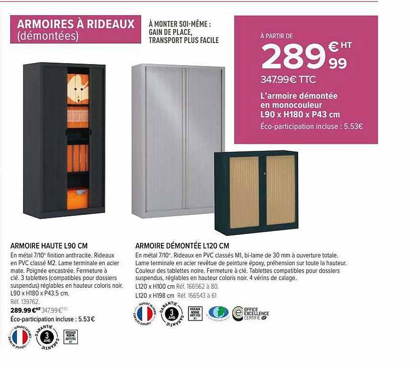 armoire haute l90 cm, armoire démontée l 120 cm