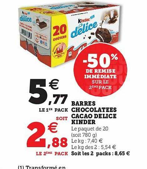 Barres Chocolatées Cacao Délice Kinder