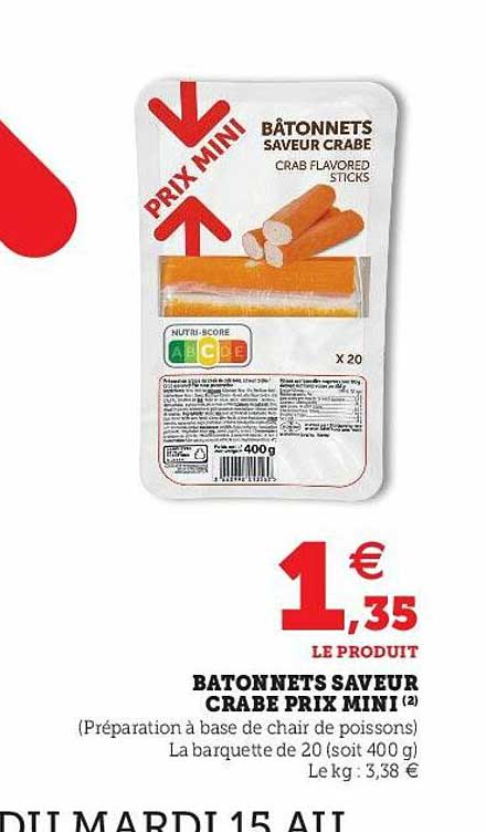 bâtonnets saveur crabe prix mini