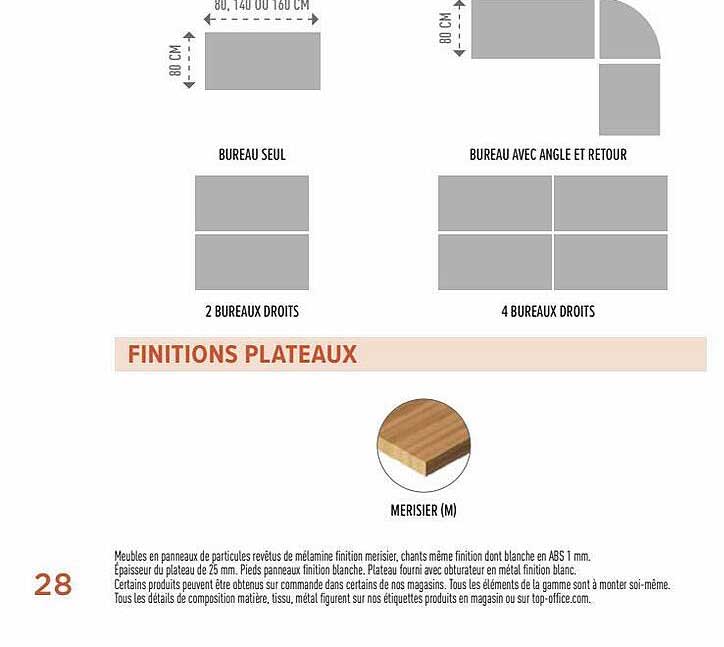 bureau finitions plateaux