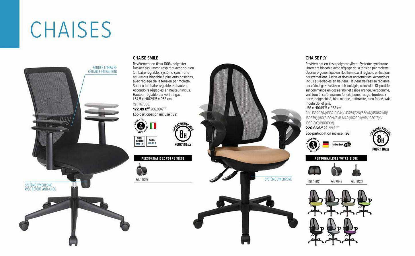 chaise smile, chaise ply