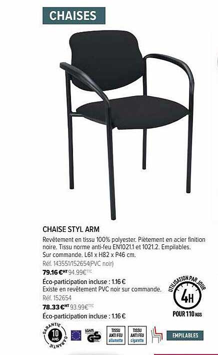 chaise styl arm