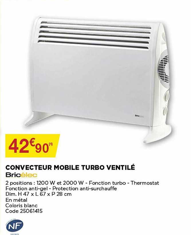 convecteur mobile turbo ventilé bricélec
