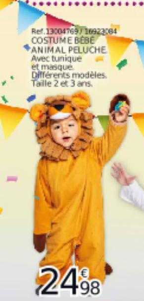 costume bébe animal peluche