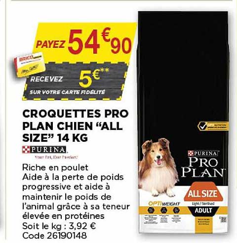 croquettes pro plan chien "all size" 14 kg purina
