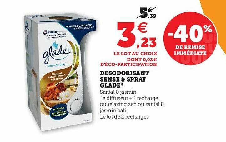 désodorisant sense & spray glade
