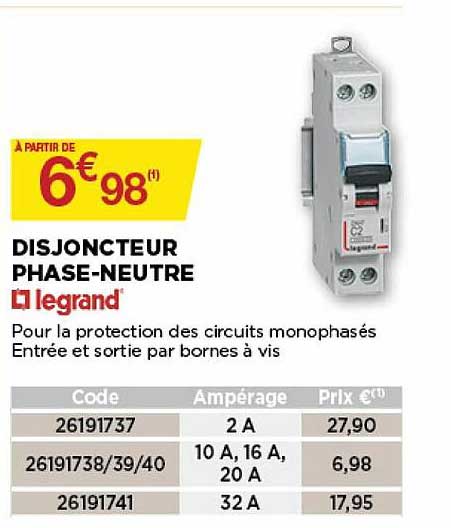 disjoncteur phase-neutre legrand