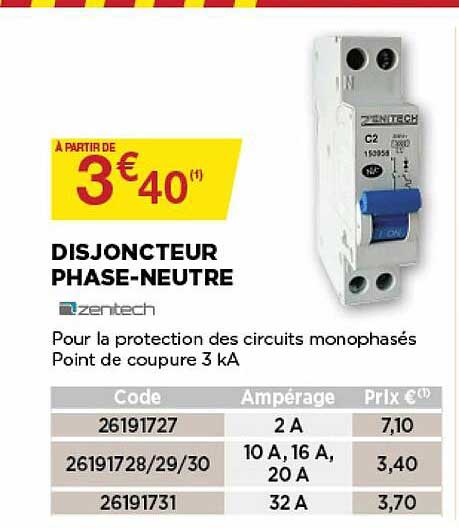 disjoncteur phase-neutre zenitech