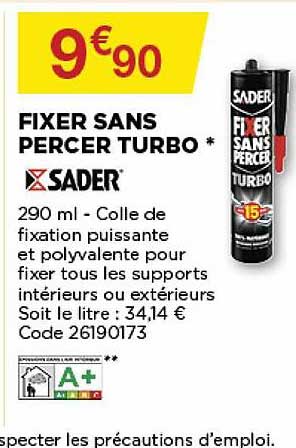 fixer sans percer turbo sader