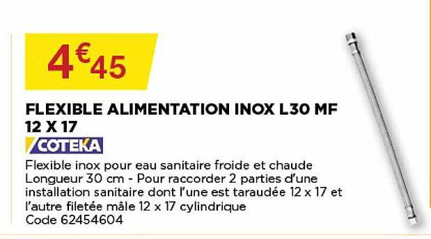 flexible alimentation inox l30 mf 12 x 17 coteka