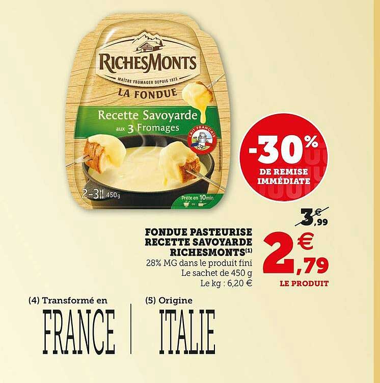 fondue pasteurisé recette savoyarde richesMonts