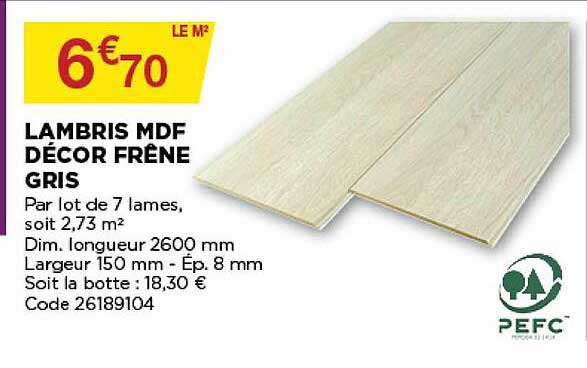lambris mdf décor frêne gris