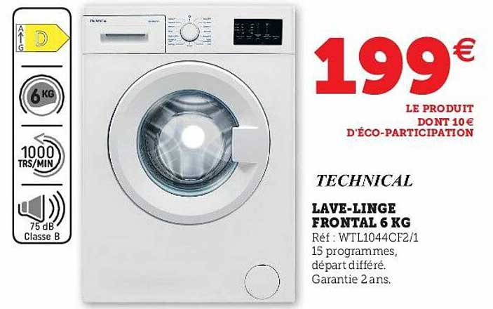 lave-linge frontal 6 kg technical