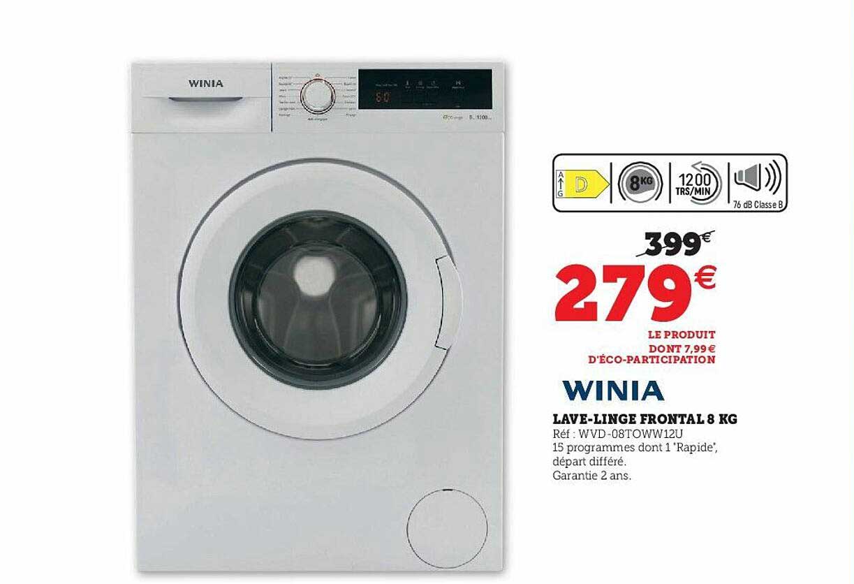 lave-linge frontal 8kg winia