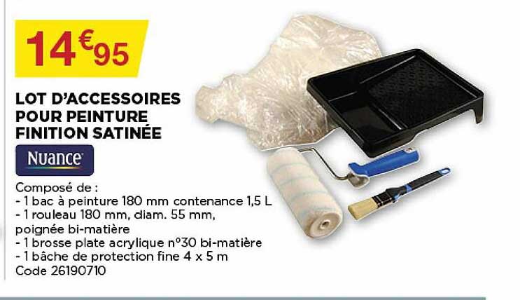 lot d'accessoires pour peinture finition satinée nuance