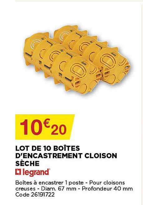lot de 10 boîtes d'encastrement cloison sèche legrand