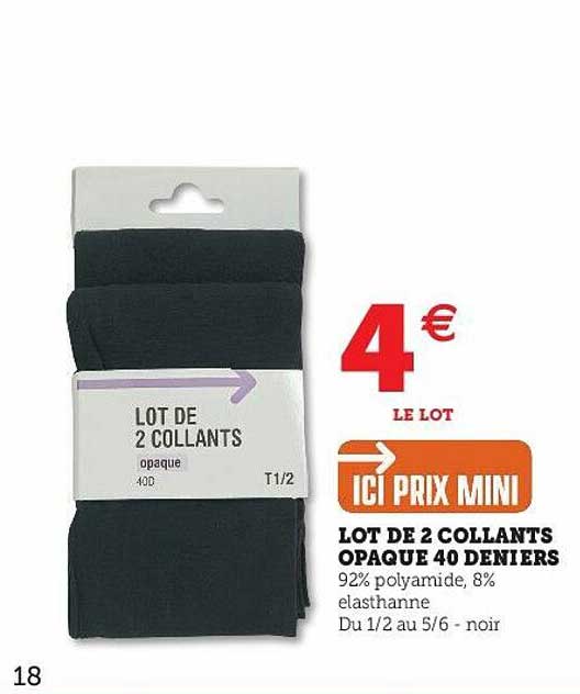 lot de 2 collants opaque 40 deniers