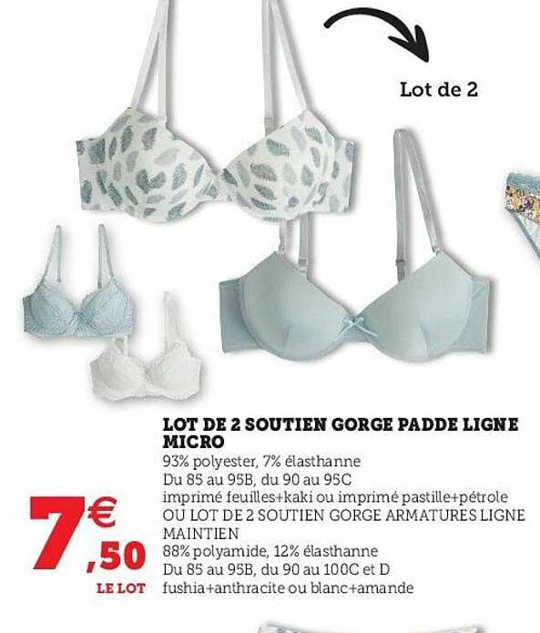 lot de 2 soutien gorge padde ligne micro