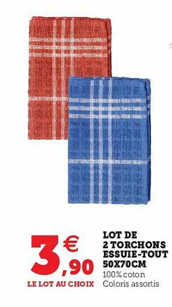 Lot De 2 Torchons Essuie-tout 50 X 70 Cm