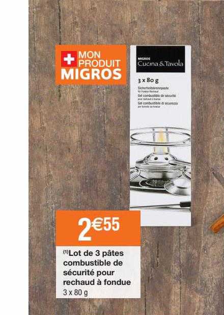 lot de 3 pâtes combustibles de sécurité poru réchaud à fondue