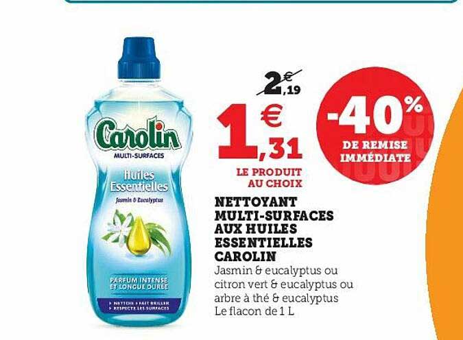 nettoyant multi-surfaces aux huiles essentielles carolin