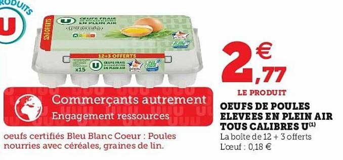 oeufs de poules élevées en plein air tous calibres u