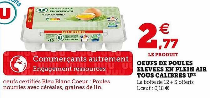 oeufs de poules élevées en plein air tous calibres u