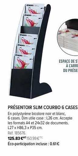 présentoir slim courbo 6 cases