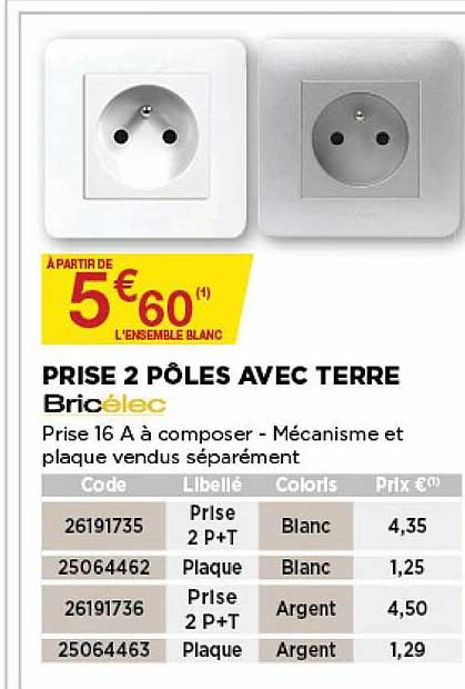 prise 2 poêles avec terre bricélec