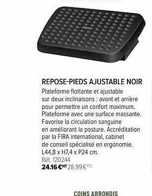 repose-pieds ajustable noir