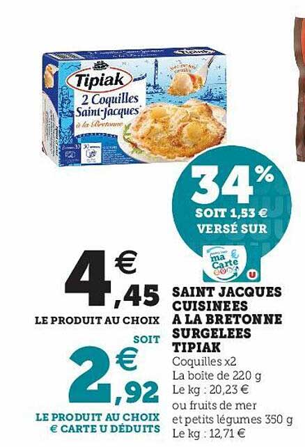 saint jacques cuisinées à la bretonne surgelées tipiak