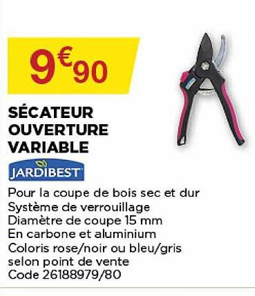 sécateur ouverture variable jardibest