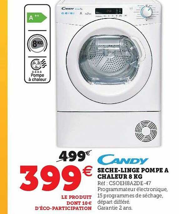 sèche-linge pompe à chaleur 8kg candy