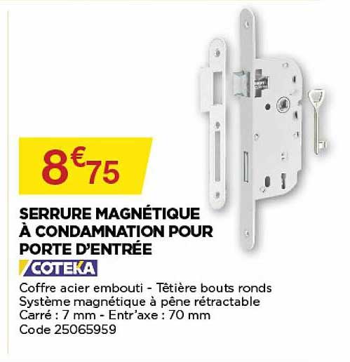 serrure magnétique à condamnation pour porte d'entrée coteka