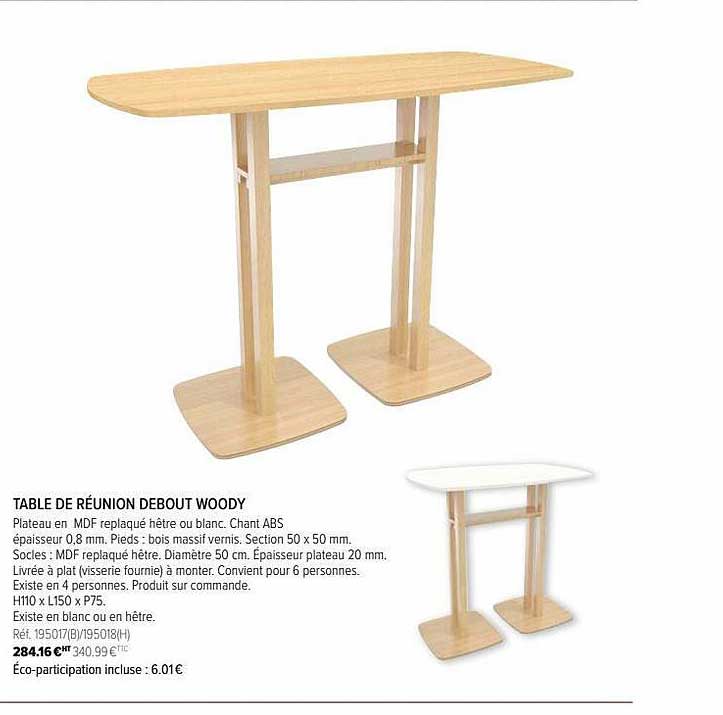 table de réunion debout woody