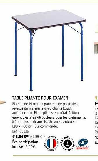table pliante pour examen