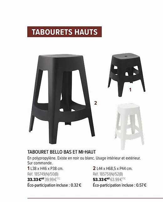 tabouret bello bas et mi-haut
