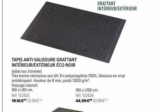 tapis anti-salissure grattant intérieur-extérieur éco noir