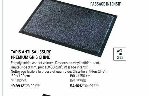 tapis anti-salissure premium gris chiné