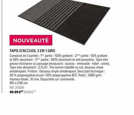 tapis d'accueil en 1 gris