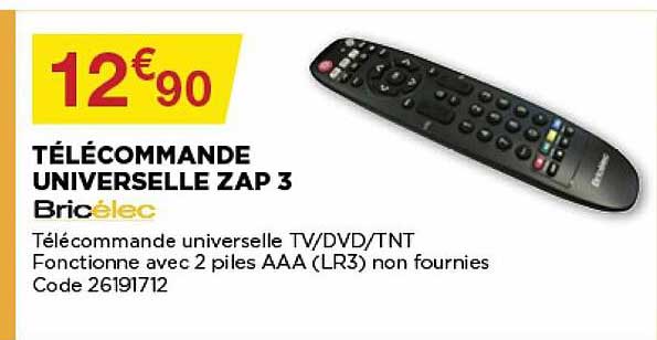 télécommande universelle zap 3 bricélec
