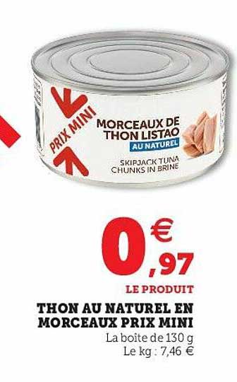 thon au naturel en morceaux prix mini