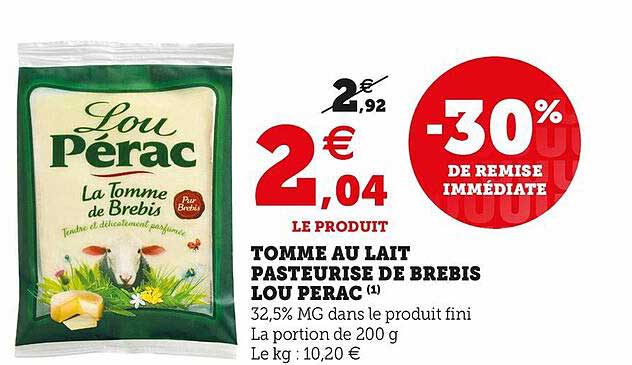 tomme au lait pasteurisé de brebis lou pérac